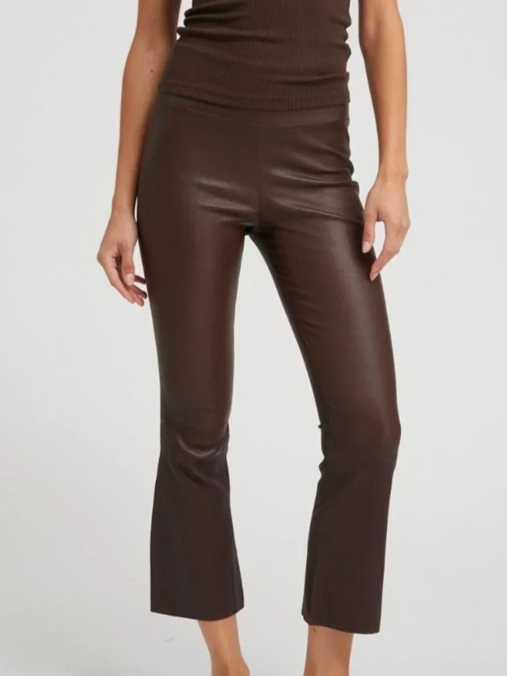 SPRWMN Crop Flare Dark Chocolate leather pants - Picture 3 of 8
